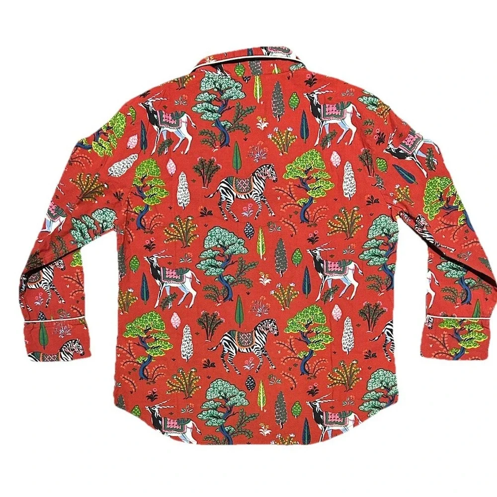 Anthropologie Print Fresh Pajama Top Long Sleeve XS Zebra Antelope‎